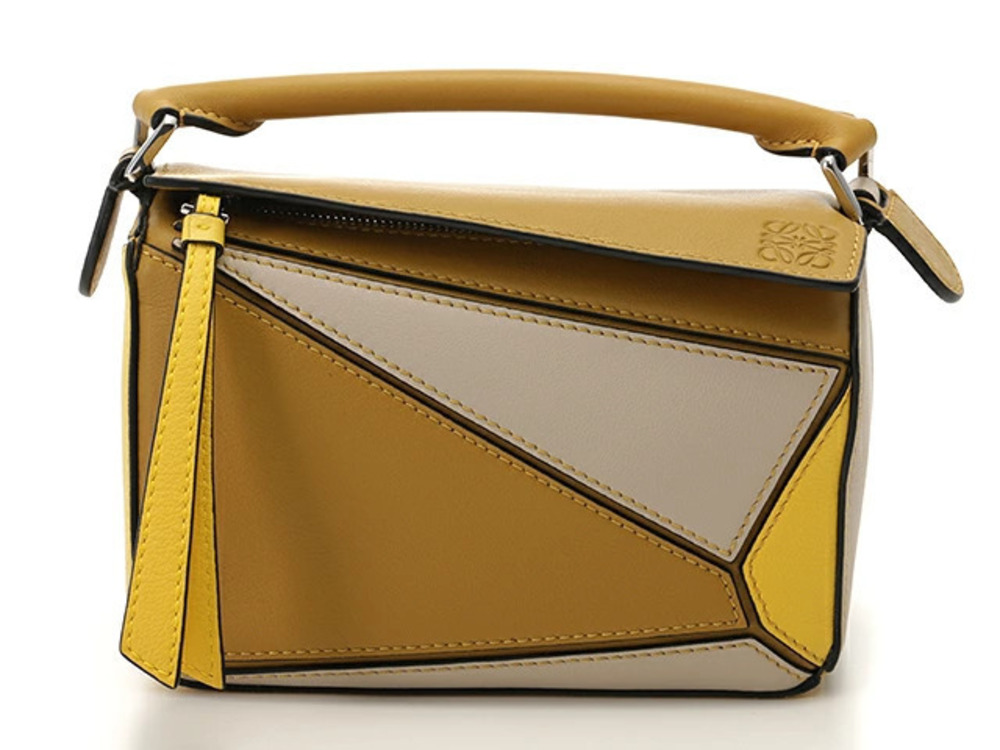 Loewe Puzzle Bag Yellow Brown Beige Cream Calfskin